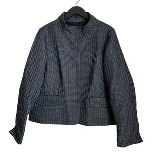 Coldwater Creek Women's Gray Blazer Size 16 Damask Fabric Faux Pockets